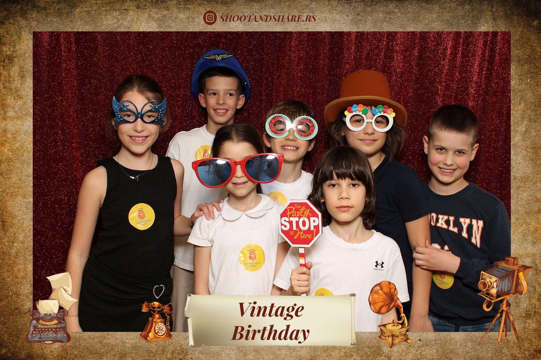 Kids at a vintage-themed birthday party